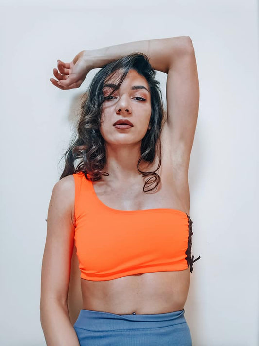 Women Neon Short Crop Top - Orange