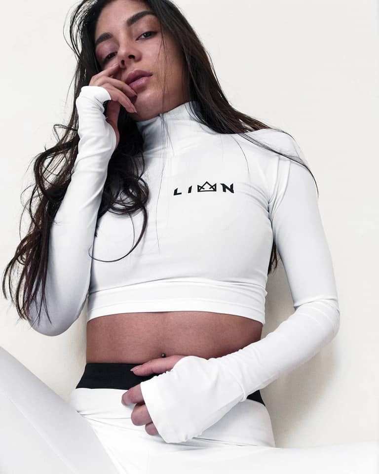 LION Women Crop High Neck Shirt - WHITE