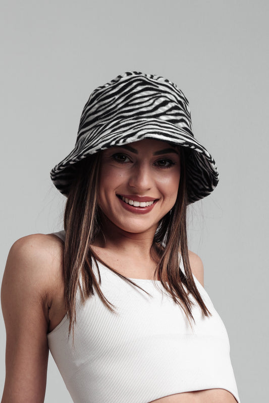 Women Bucket Hat Zebra Hat Winter Hat