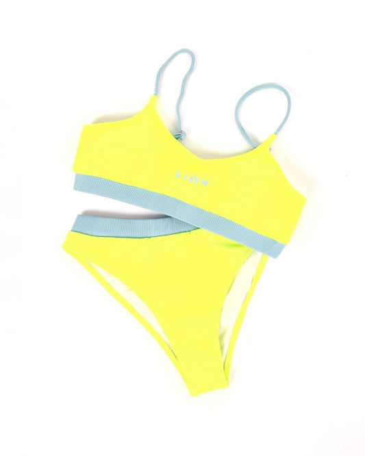 High Waist Women Swimwear 2-pieces - NEON YELLOW