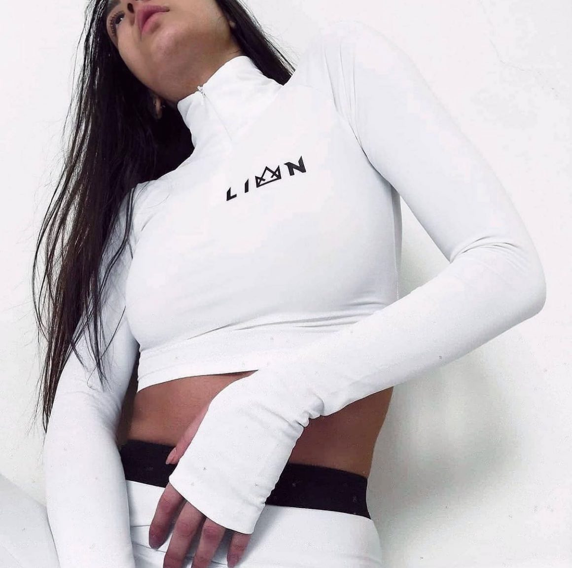 LION Women Crop High Neck Shirt - WHITE