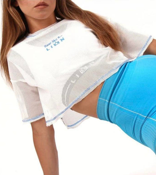 Mesh Crop T-Shirt In BLUE