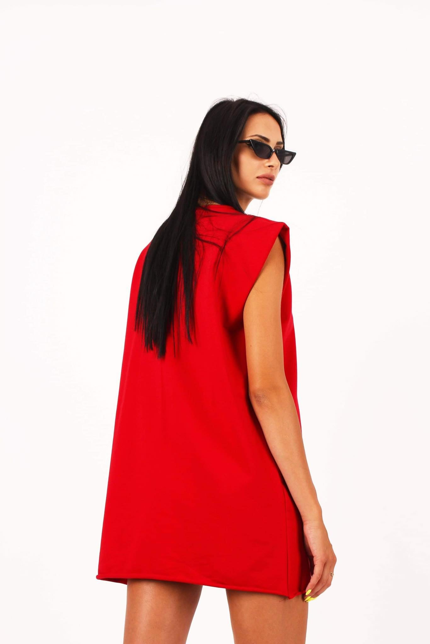 Mini Oversized Short Women Sport Dress - RED