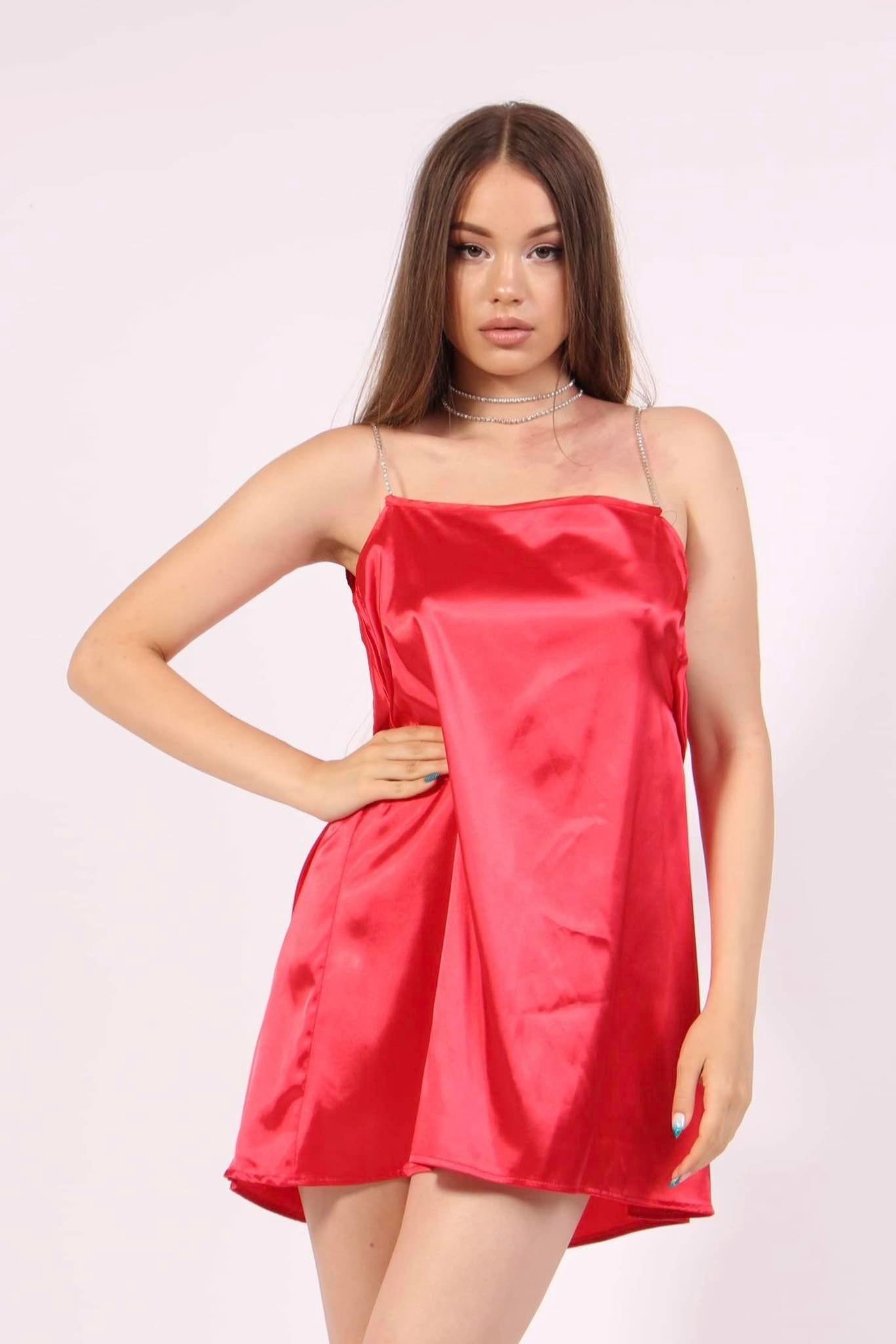 Women Satin Elegant Sexy Classy Backless Dress In Red