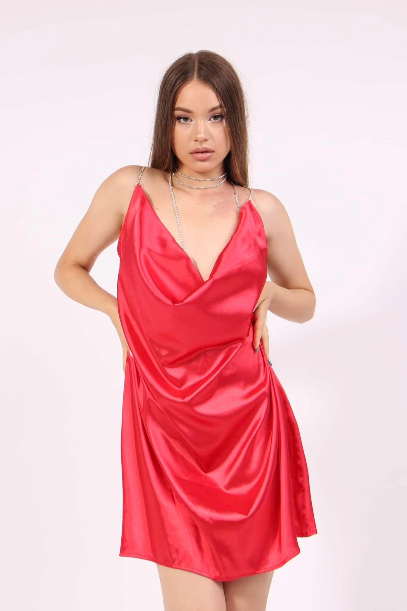 Women Satin Elegant Sexy Classy Backless Dress In Red