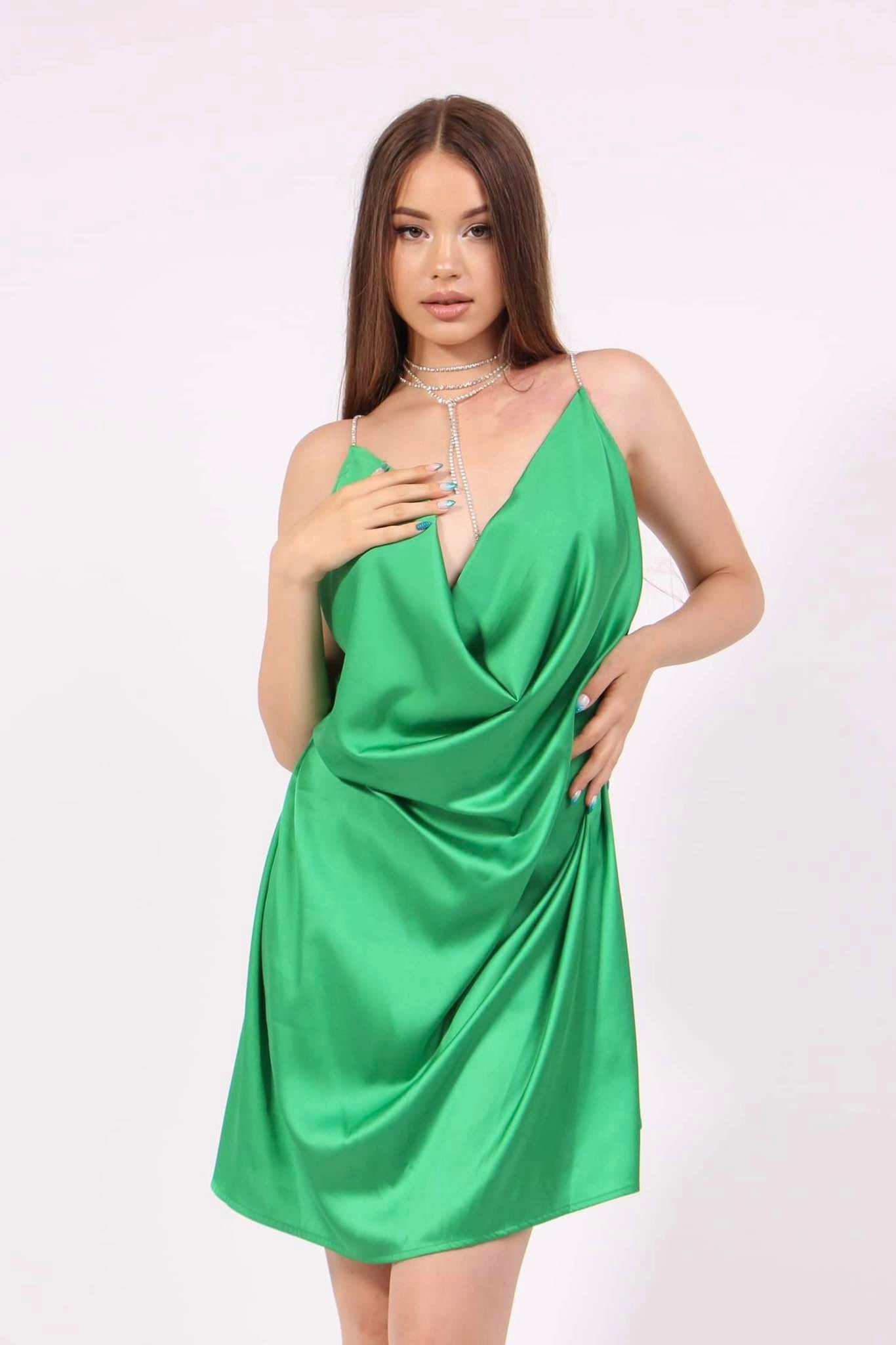 Women Satin Elegant Sexy Classy Backless Dress In Green