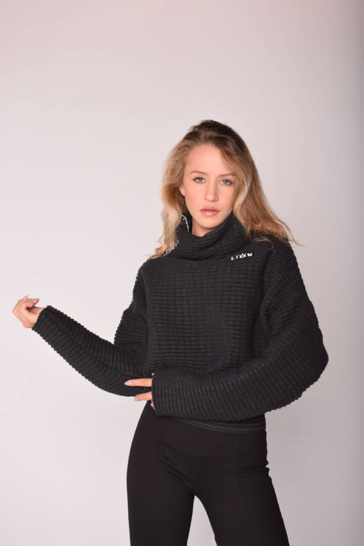 Crop Pullover With Attractive Right Sleeve