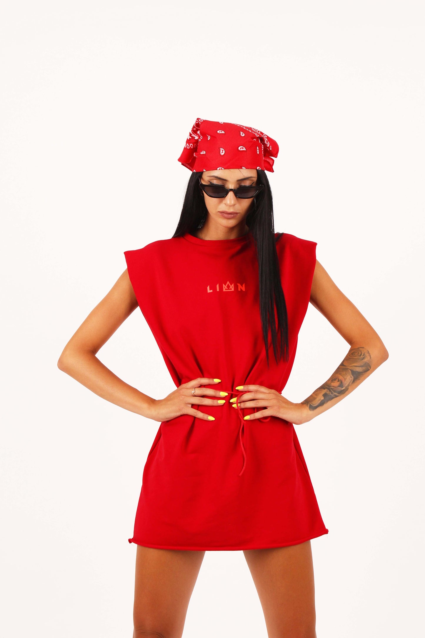 Mini Oversized Short Women Sport Dress - RED